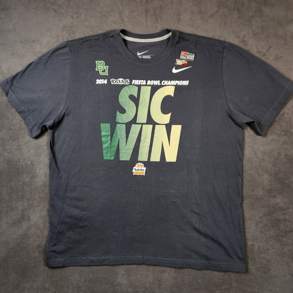Baylor Bears Nike Dri-FIT Shirt Mens XXL Gray 2014 Fiesta Bowl Champions Sic Win